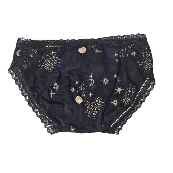 Auden Purple Celestial Bikini Briefs Size SX Black Lace Trim Cotton Blend - Picture 2 of 5